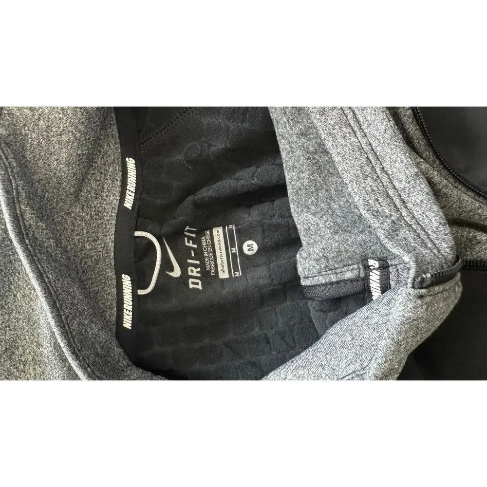 Nike Dri-FIT Running Half Zip Pullover Gray Black Reflective Men’s M